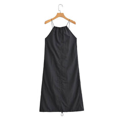 Woman Summer Drawstring A-Line Sleeveless Dress