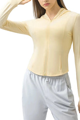 Women Active Zip Up Hooded Long Sleeve Jacket
