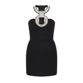 Women Halter Collar Sleeveless Mini Dresses