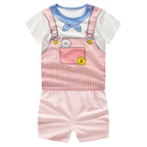 Kids Baby Unisex Cotton Cartoon Short Sleeve Tees + Shorts Sets