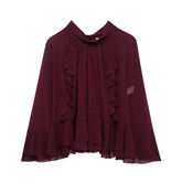 Women Woolen Bow Layered Canopy Top