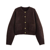 Women Winter Breasted Knit Jacket + Skirt Co Ord
