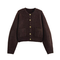 Women Winter Breasted Knit Jacket + Skirt Co Ord