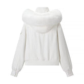 Woman Classic Detachable Fur Collar Hooded Jacket