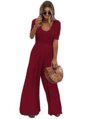 Women Casual Short Sleeve Loose Jumpsuit