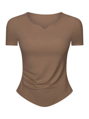Women Active Notched Short Sleeve T-Shirt