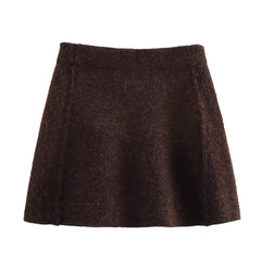 Women Winter Breasted Knit Jacket + Skirt Co Ord