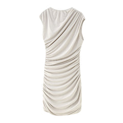 Women Asymmetric Neckline Sleeveless Slim Fit Dress