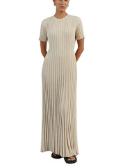 Women Elegant Solid Ribbed Bodycon Knitted Dress