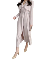 Women Elegant Ruffles Lace Up Wrapped Dresses