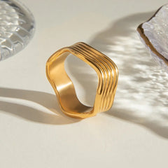Accessories Women Stainless Steel Corrugated Ring