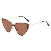 Accessories Women Large Frame Metal Cat Eye Sunglasses