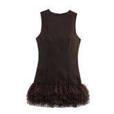 Women Casual Round Collar Sleeveless Short Dress