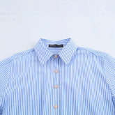 Women Casual Button Embellished Striped Poplin Shirt