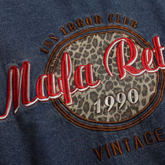 Men Washed Denim V-neck Sweatshirts