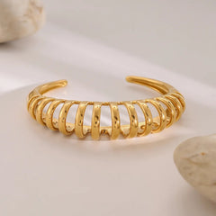 Women 18K Gold-Plated Stainless Steel Cutout Bracelet