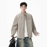 Unisex Casual Leather Harrington Style Jacket