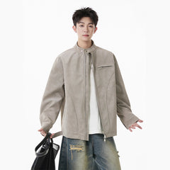 Unisex Casual Leather Harrington Style Jacket