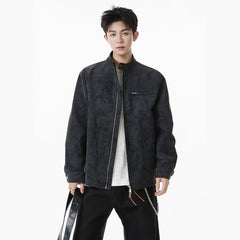 Unisex Casual Leather Harrington Style Jacket