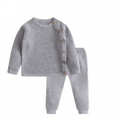 Newborn Girls Casual Knit Splice Long Sleeve Tops + Pants Outfits Pajamas