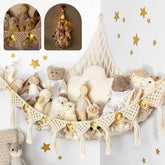 Space-Saving Toy Hammock, Decorative Woven Net to Organize Giant Stuffed Animals in Bedroom