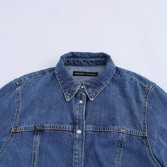 Women Casual Single Breasted Lapel Denim Dress