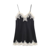 Women Elegant Lace Satin Textured Top