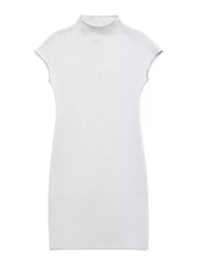 Women Vintage Stretch High Knit Mini Dress
