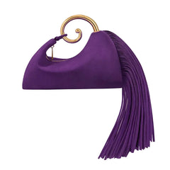 Women Vintage Winter Suede Purse with Leather Tassels