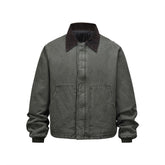 Men Color Blocked Lapel Workwear Jacket