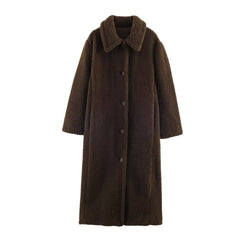 Women Commuting Style Fleece Trench Coat
