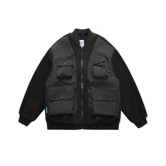 Men Fleece Multi Pocket Bomber Jacket