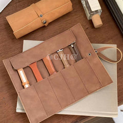 Accessories Wristband Matte PU Roll-Up Watch Organizer Case