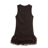 Women Casual Round Collar Sleeveless Short Dress