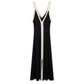 Women Sexy Sling Sleeveless Knitted Long Dress