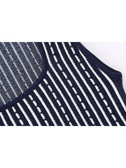 Woman Stripe Sleeveless Square Neck Dresses