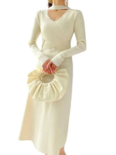 Women Casual A-line Long Sleeve Knit Bandage Dress