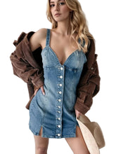 Women Button Down Mini Cami Denim Dress