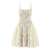 Light luxury camisole slimming low cut lace dress