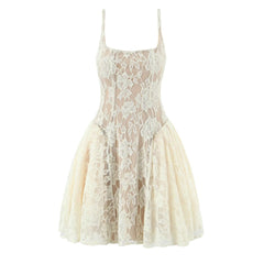 Light luxury camisole slimming low cut lace dress