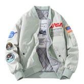 Men Padded Loose Embroidered Baseball NASA Jacket
