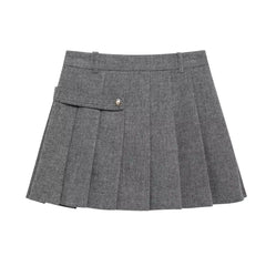 Women Breasted Jacket & Wide Pleated Short Skirt Co Ords