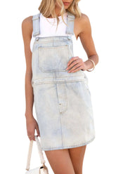 Women Classic Strap Denim Romper Dress