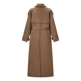 Women British Style Deer Fur Trench Coat Jacket