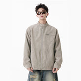 Unisex Casual Leather Harrington Style Jacket