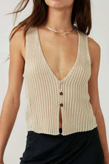 Women Button Down V-Neck Sweater Vest