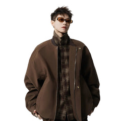 Men Checkered Patchwork Retro Street Baseball Jacket