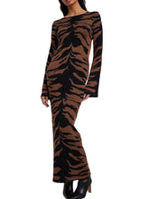Women Long Sleeve Trendy Leopard Print Dresses