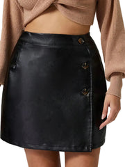 Women Buttoned High Rise Mini Skirt