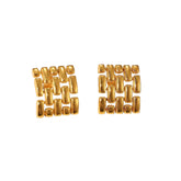 18K Gold Plated Hollow Weave Stud Earring Classic Stainless Steel Hollow Square Stud Earrings for Women Jewelry Party Gift